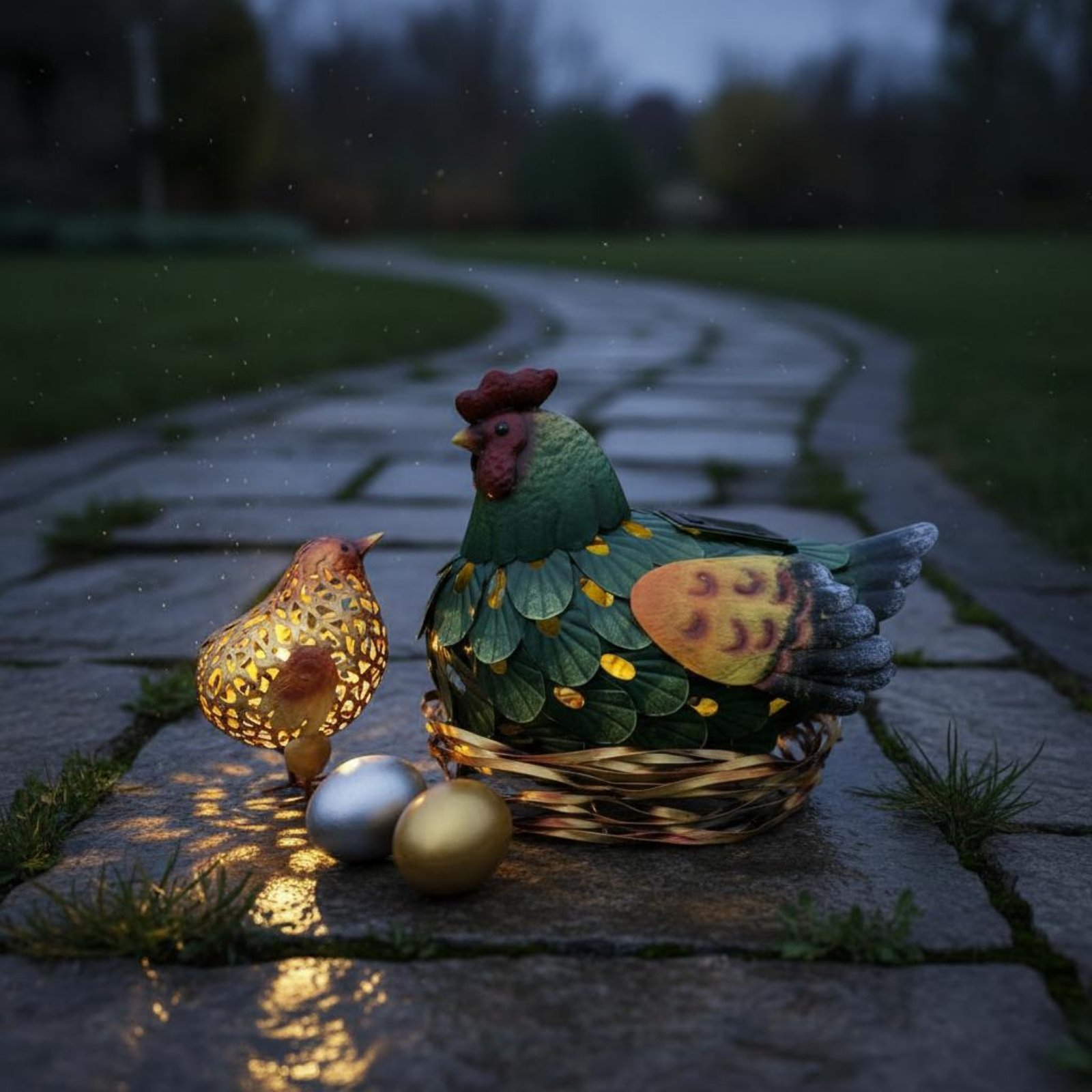 Outdoor Lighting Yard Decoration - Солнечный фонарь-статуэтка курицы для улицы, декоративная