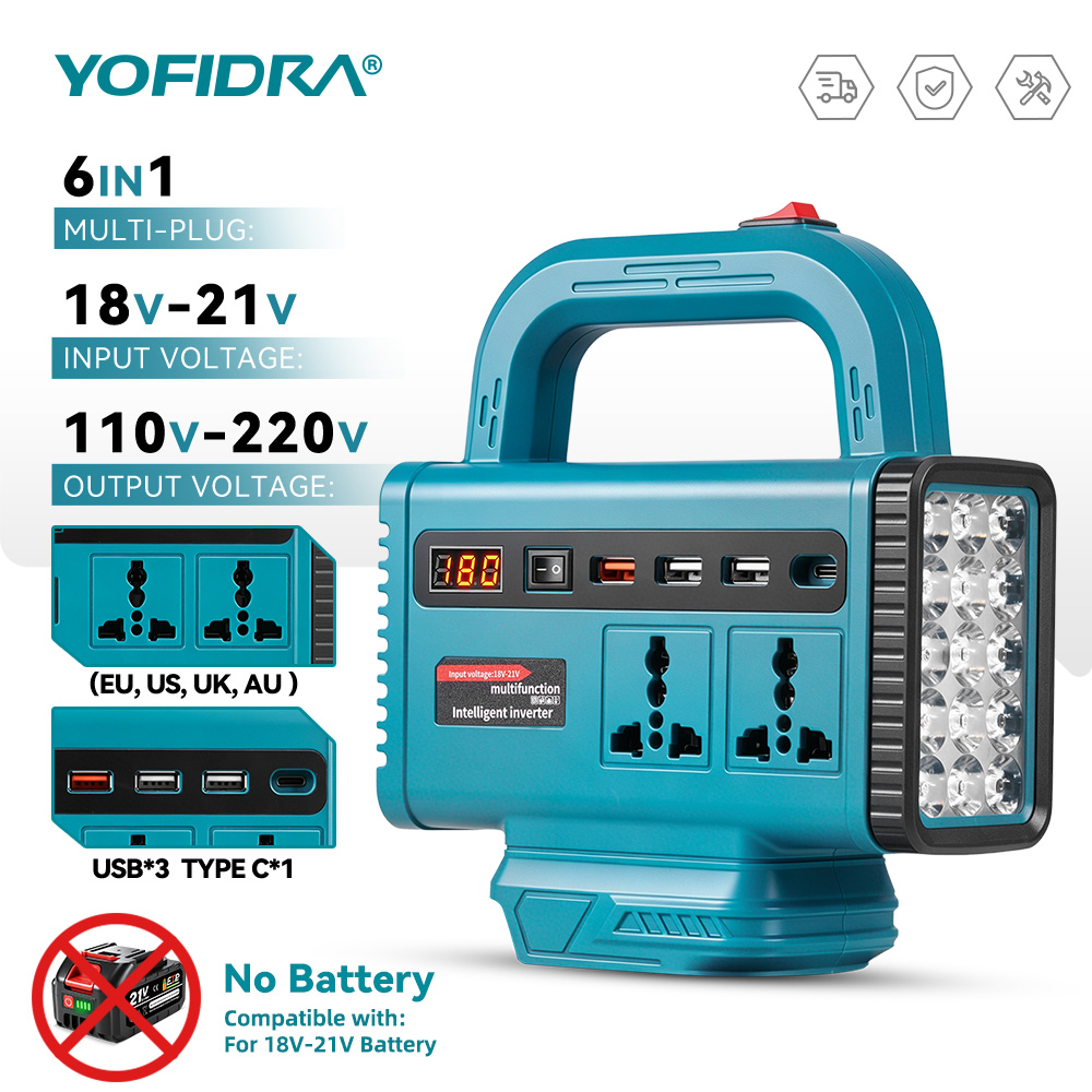 Outdoor Lighting With Outlet - Портативный инвертор YOFIDRA 220В для экстренного